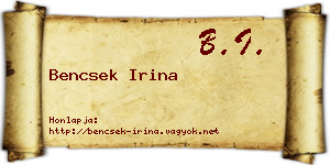Bencsek Irina névjegykártya