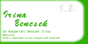 irina bencsek business card